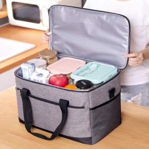 Geanta termoizolanta pentru picnic sau plaja, capacitate 16l, culoare Gri - Img 2