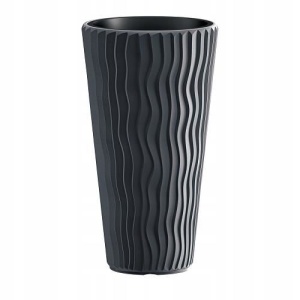 Ghiveci decorativ de flori, rotund, inalt, antracit, 29.7x53.1 cm, Sandy - Img 1