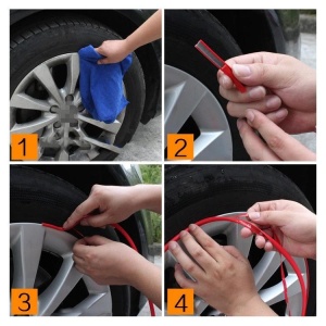 Inele de protectie si decor jante, adezive, din plastic flexibil - ALBASTRU - Img 3