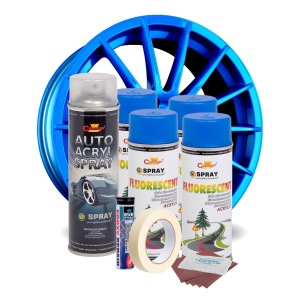 Kit complet reparatie si vopsire jante culoare Albastru Fluorescent, V4 - Img 2