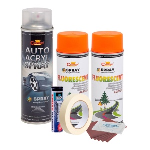 Kit complet reparatie si vopsire jante culoare Orange Fluorescent, V2 - Img 1
