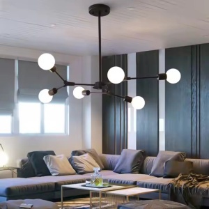 Lustra Architek Hexa, 6 x E27, Negru, Metal - Img 1
