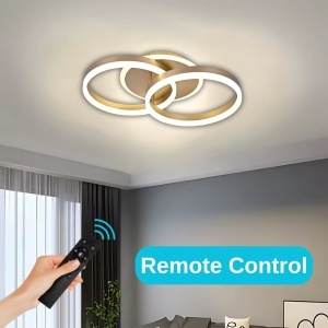 Lustra LED cu telecomanda DARIO 55W, 2 Cercuri, lumina Rece/Calda/Neutra, Dimabila, Auriu - Img 2