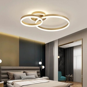 Lustra LED cu telecomanda ELISABETH 72W, 2 Cercuri, lumina Rece/Calda/Neutra, Dimabila, Auriu Lucios - Img 2