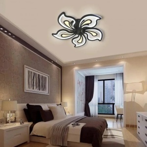 Lustra LED cu telecomanda GLORIOSA 150W, 5 Petale, lumina Rece/Calda/Neutra, Dimabila, Negru - Img 1