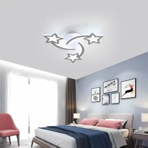 Lustra LED cu telecomanda IPOMOEA 48W, 3 Stele, lumina Rece/Calda/Neutra, Dimabila, Alb - Img 1