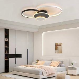 Lustra LED cu telecomanda KILLIAN 80W, 4 Cercuri, lumina Rece/Calda/Neutra, Dimabila, Negru Alb - Img 1