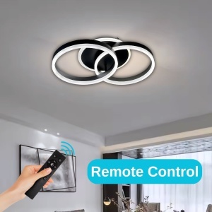 Lustra LED cu telecomanda RIGA LILITH 55W, 2 Cercuri, lumina Rece/Calda/Neutra, Dimabila, Negru - Img 2
