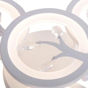 Lustra LED cu telecomanda si cristal DAISY 49W, 4 Elemente, lumina Rece/Calda/Neutra, Dimabila, Alb - Img 2