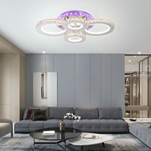 Lustra LED cu telecomanda si cristal NOVA ROTONDA RGB 72W, 4 Cercuri, lumina Rece/Calda/Neutra, Dimabila - Img 3