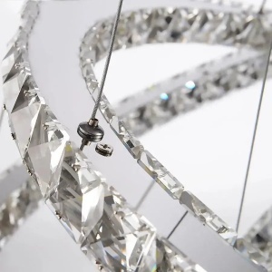 Lustra LED cu telecomanda si cristal PRISM LUMINIS 58W, 2 Cercuri, lumina Rece/Calda/Neutra, Dimabila, Argintiu, Inaltime Reglabila - Img 2