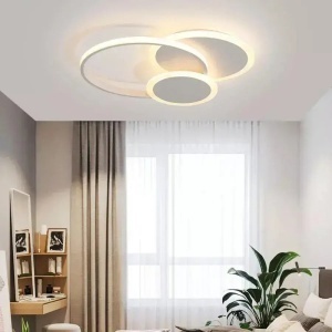 Lustra LED cu telecomanda SILVIAN, 58W, 3 Cercuri, lumina Rece/Calda/Neutra, Dimabila, Alb - Img 1