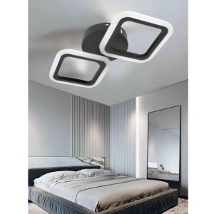 Lustra LED PULSARIS 22W, 2 Patrate, lumina Rece/Calda/Neutra, Negru - Img 1