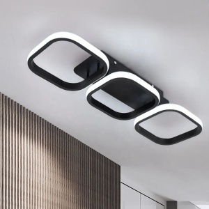Lustra LED VERTEX 32W, 3 Patrate, Liniara, lumina Rece/Calda/Neutra, Neagra - Img 3