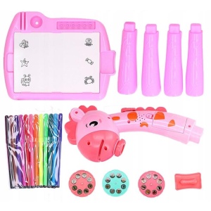 Masa Muzicala de Desen pentru copii cu Proiector, model Girafa, culoare Roz, 24 imagini, AVX-WT-222-2-PINK-GIRAFFE - Img 3