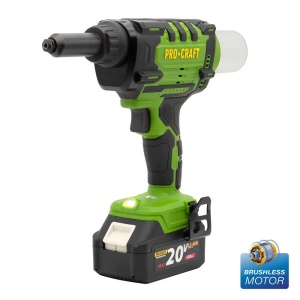 Masina de nituit nituri-pop cu 2 acumulatori 2 Ah si incarcator PROCRAFT PRG20 - Img 1