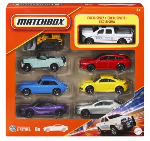 MATCHBOX SET 8 MASINUTE METALICE EXCLUSIV CAMIONETA POLITIEI SCARA 1 LA 64 - Img 1