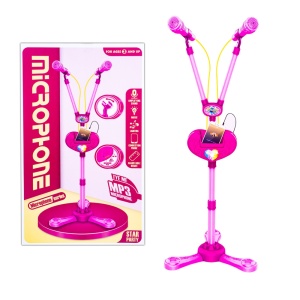 Microfon dublu cu baterii si suport, pentru fete - Img 1