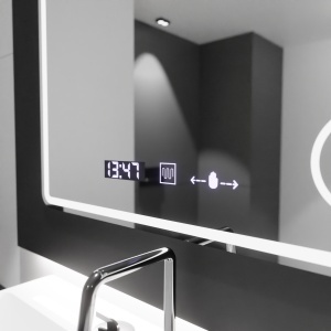Oglinda LED Rectangulara, 90x75cm, Riflesso MotionGlow Marcello, Sistem Dezaburire, Ceas & Termometru, Lupa Cosmetica, Dimabila - Img 2