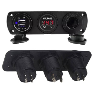Priza suplimentara impermeabila pentru vehicule Off Road, ATV, SSV, tensiune 12V, 2 x USB si Voltmetru - Img 3