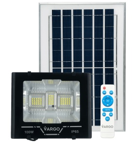 Proiector cu panou solar si telecomanda 100 W, 6500 K V-117924 VARGO - Img 1