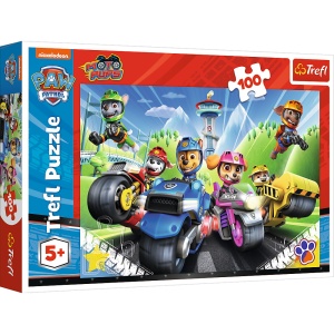 PUZZLE TREFL 100 PIESE PATRULA CATELUSILOR CATELUSII PE MOTOCICLETE - Img 1