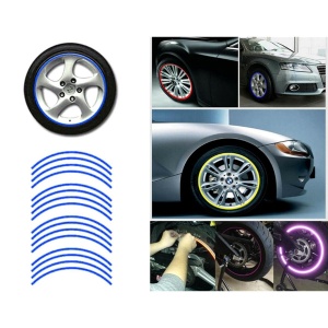 Set 16 ornamente Reflectorizante pentru jante auto, moto, culoare Albastra - Img 3