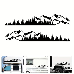 Set 2 stickere autoadezive pentru vehicule Off Road, model "Forest & Mountains", dimensiune 100 x 20 cm, culoare Neagra - Img 2
