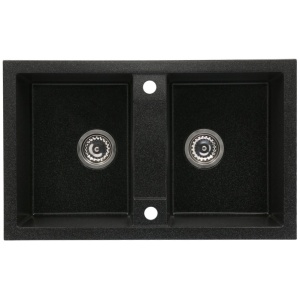 Set chiuveta bucatarie CasaBlanca Duo granit cu 2 cuve cu baterie BFX4A-N, negru - Img 2