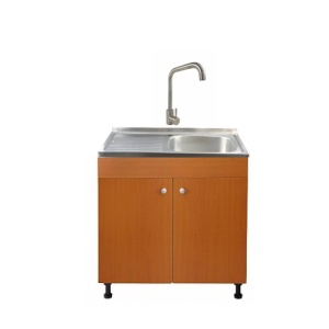 Set Masca Chiuveta Cires 80 cm X 50 cm X 80 cm, chiuveta inox cuva dreapta, baterie inox patrat si sifon scurgere - Img 1