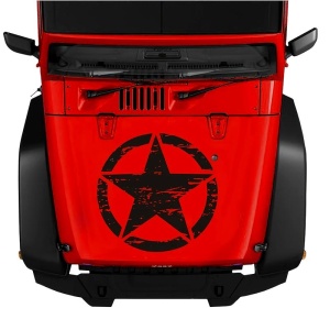 Sticker autoadeziv pentru vehicule Off Road, model "Rusted Army Star", dimensiune 50 x 50 cm, culoare Neagra - Img 1