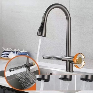 Baterie Bucatarie cu Dus Extractibil Inox Gri Cu Functie Cascada YB1500N - Img 2