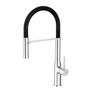 Baterie chiuveta bucatarie cu pipa flexibila Laveo POLLA, negru-crom - Img 1