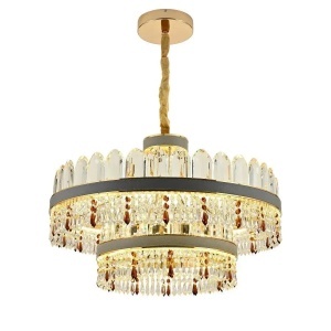 Candelabru LED Pollux cu Telecomanda, 300W, Diametru 75cm Auriu, Cristal, Dimabila - Img 2