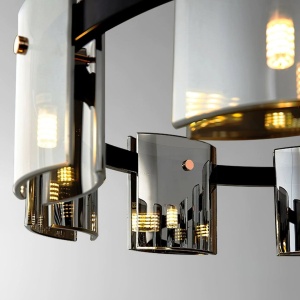 Candelabru Modern, REQUIEM Largo, 8xG9, Diametru 80cm, Negru, Inaltime Reglabila - Img 2
