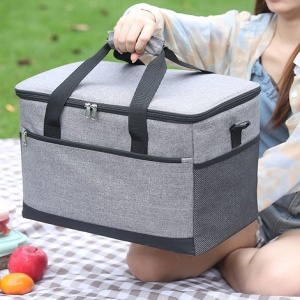 Geanta termoizolanta pentru picnic sau plaja, capacitate 16l, culoare Gri - Img 3