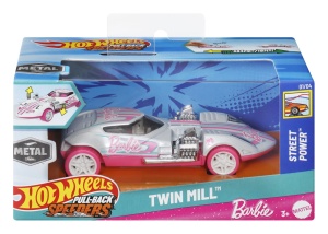 HOT WHEELS MASINUTA METALICA CU SISTEM PULL BACK BARBIE TWIN MILL STREET POWER SCARA 1:43 - Img 1