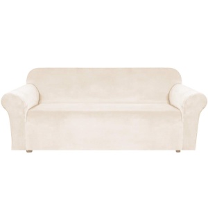 Husa universala pentru canapea standard cu 3 locuri, imitatie catifea, culoare BEJ - Img 4