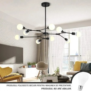 Lustra Architek Nona, 9x E27, Negru, Metal - Img 1