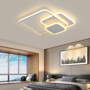 Lustra LED cu telecomanda ANEMONA 75W, 3 Patrate, lumina Rece/Calda/Neutra, Dimabila, Alb - Img 1
