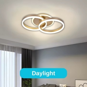 Lustra LED cu telecomanda DARIO 55W, 2 Cercuri, lumina Rece/Calda/Neutra, Dimabila, Auriu - Img 3