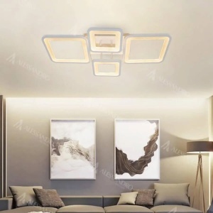 Lustra LED cu telecomanda ELLA 85W, 4 Patrate, lumina Rece/Calda/Neutra, Dimabila, Alb - Img 3