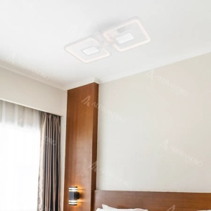 Lustra LED cu telecomanda FELIX 57W, 2 Patrate, lumina Rece/Calda/Neutra, Dimabila, Alb - Img 1