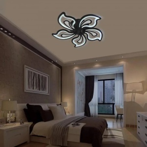 Lustra LED cu telecomanda GLORIOSA 150W, 5 Petale, lumina Rece/Calda/Neutra, Dimabila, Negru - Img 2