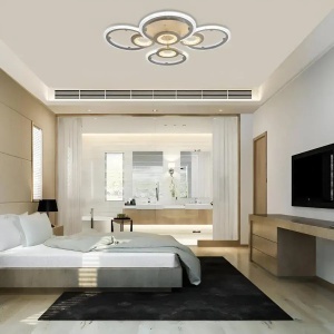 Lustra LED cu telecomanda KADE 72W, 4 Cercuri, lumina Rece/Calda/Neutra, Dimabila, Alb - Img 1