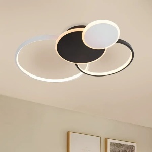 Lustra LED cu telecomanda KILLIAN 80W, 4 Cercuri, lumina Rece/Calda/Neutra, Dimabila, Negru Alb - Img 2