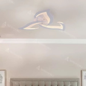 Lustra LED cu telecomanda LOTUS 34W, 3 Petale, lumina Rece/Calda/Neutra, Dimabila, Alb - Img 1
