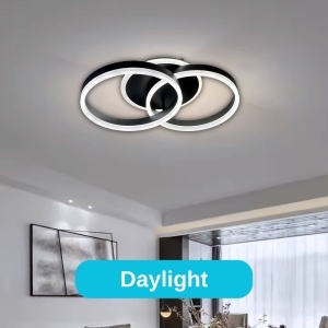 Lustra LED cu telecomanda RIGA LILITH 55W, 2 Cercuri, lumina Rece/Calda/Neutra, Dimabila, Negru - Img 3