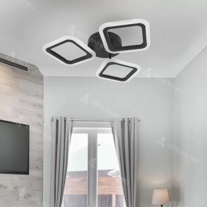 Lustra LED PULSARIS 32W, 3 Patrate, lumina Rece/Calda/Neutra, Negru - Img 2