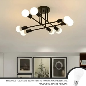Lustra Modernist Octa 8, 8x E27, Negru, Design Modern - Img 1